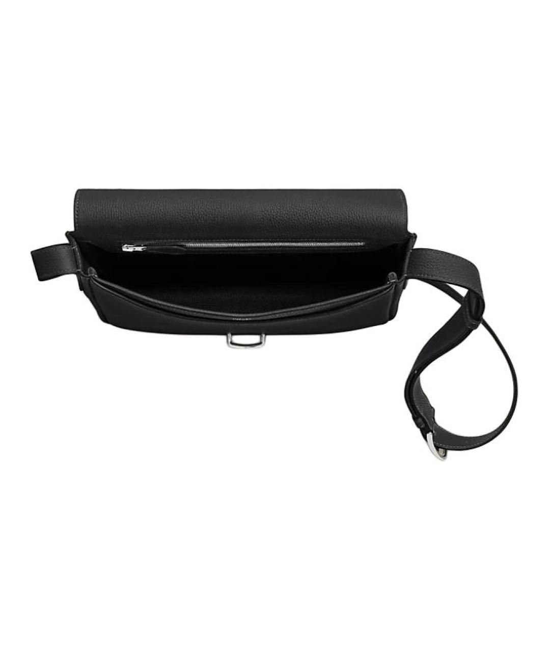 HERMES Черная кожаная сумка на плечо, фото 5