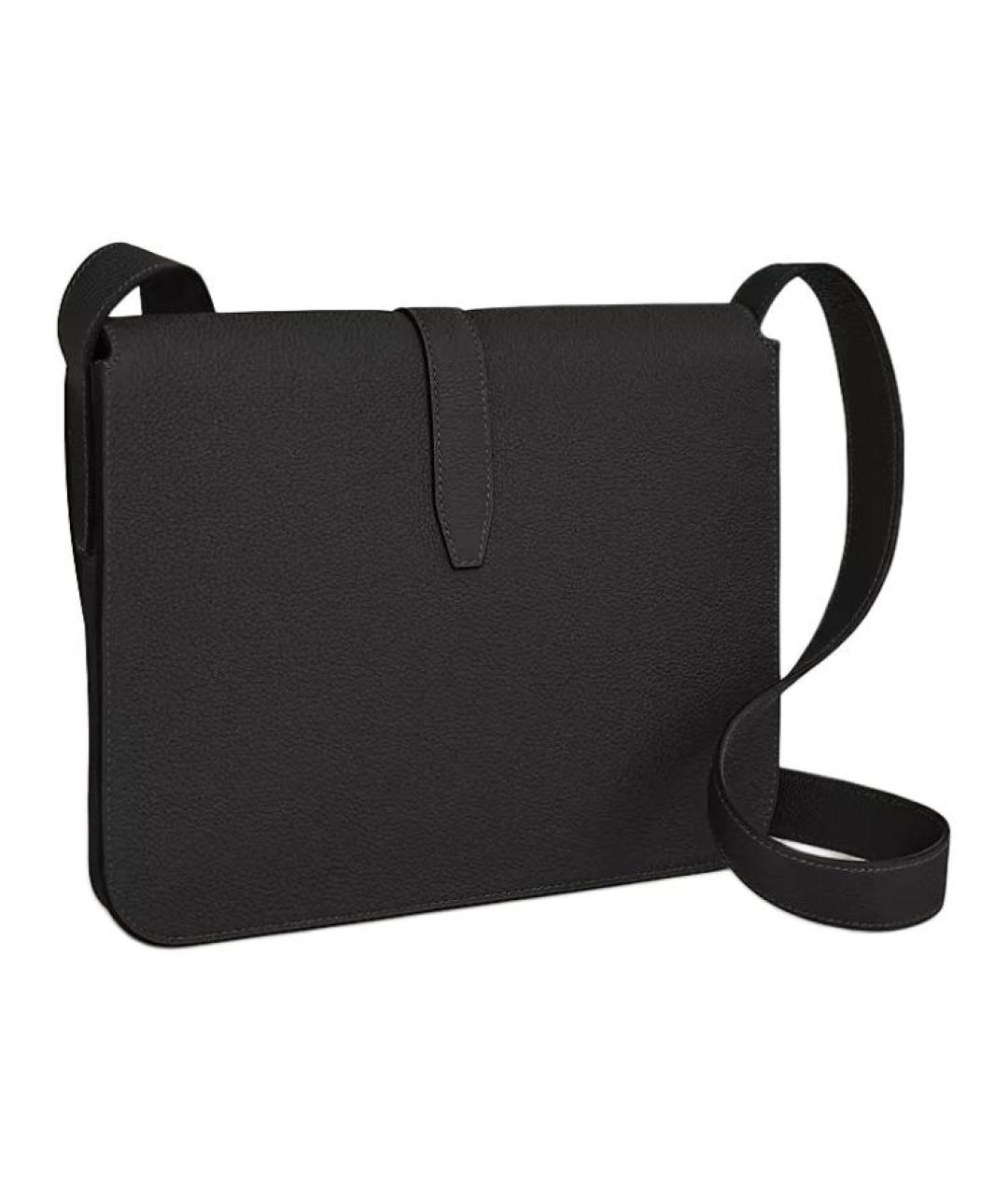 HERMES Черная кожаная сумка на плечо, фото 4