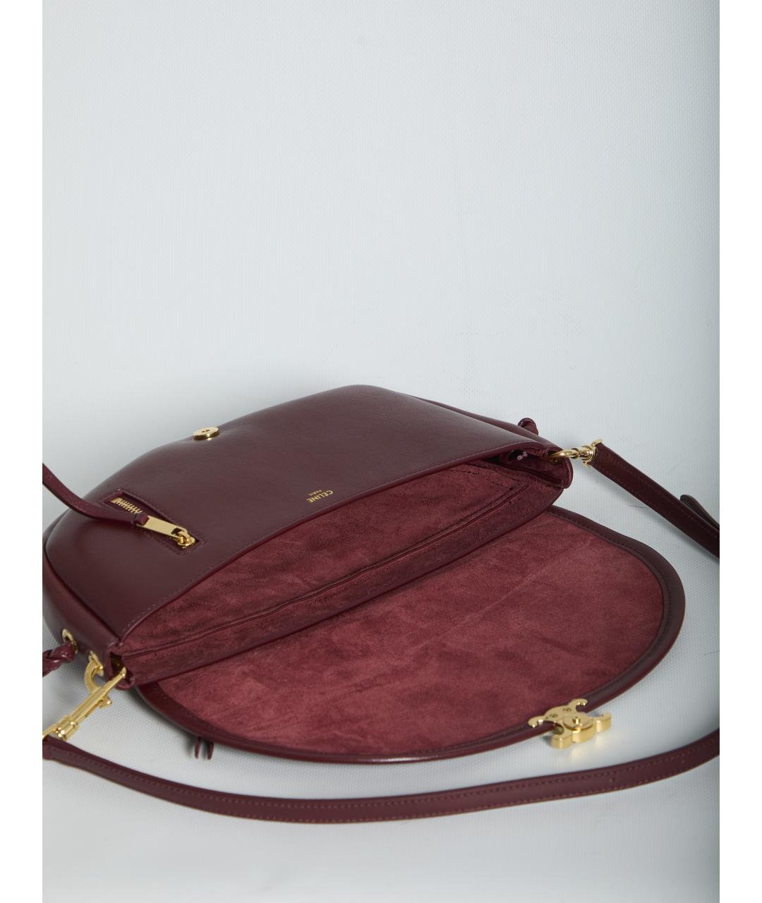 CELINE Бордовая кожаная сумка через плечо, фото 4