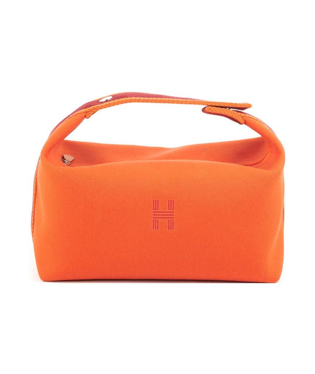 HERMES Оранжевая тканевая косметичка, фото 1