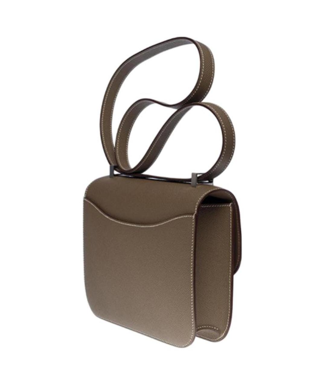 HERMES Серая кожаная сумка через плечо, фото 3