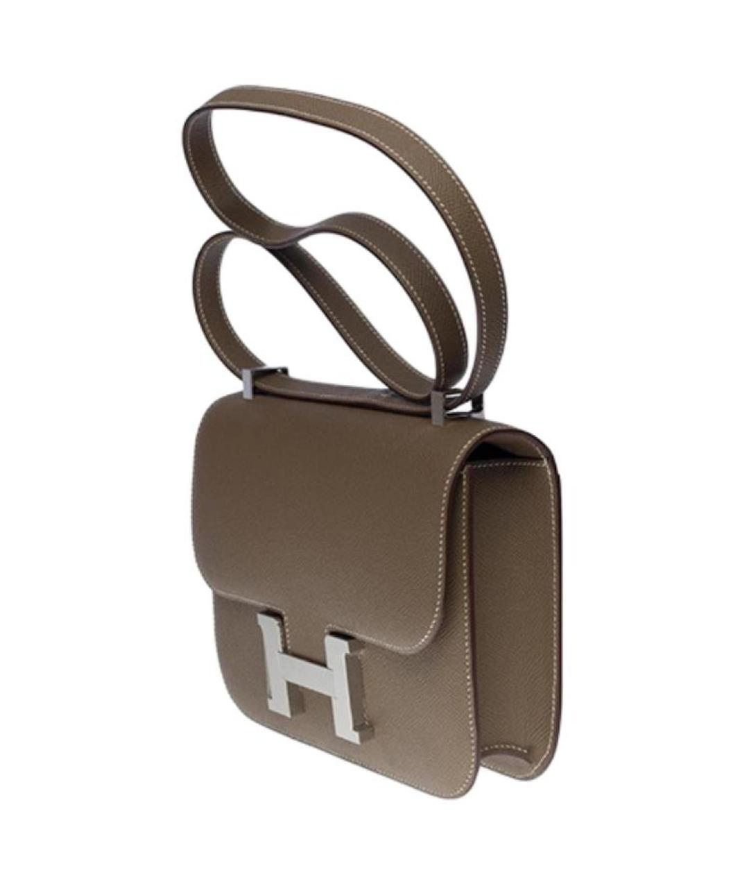 HERMES Серая кожаная сумка через плечо, фото 2