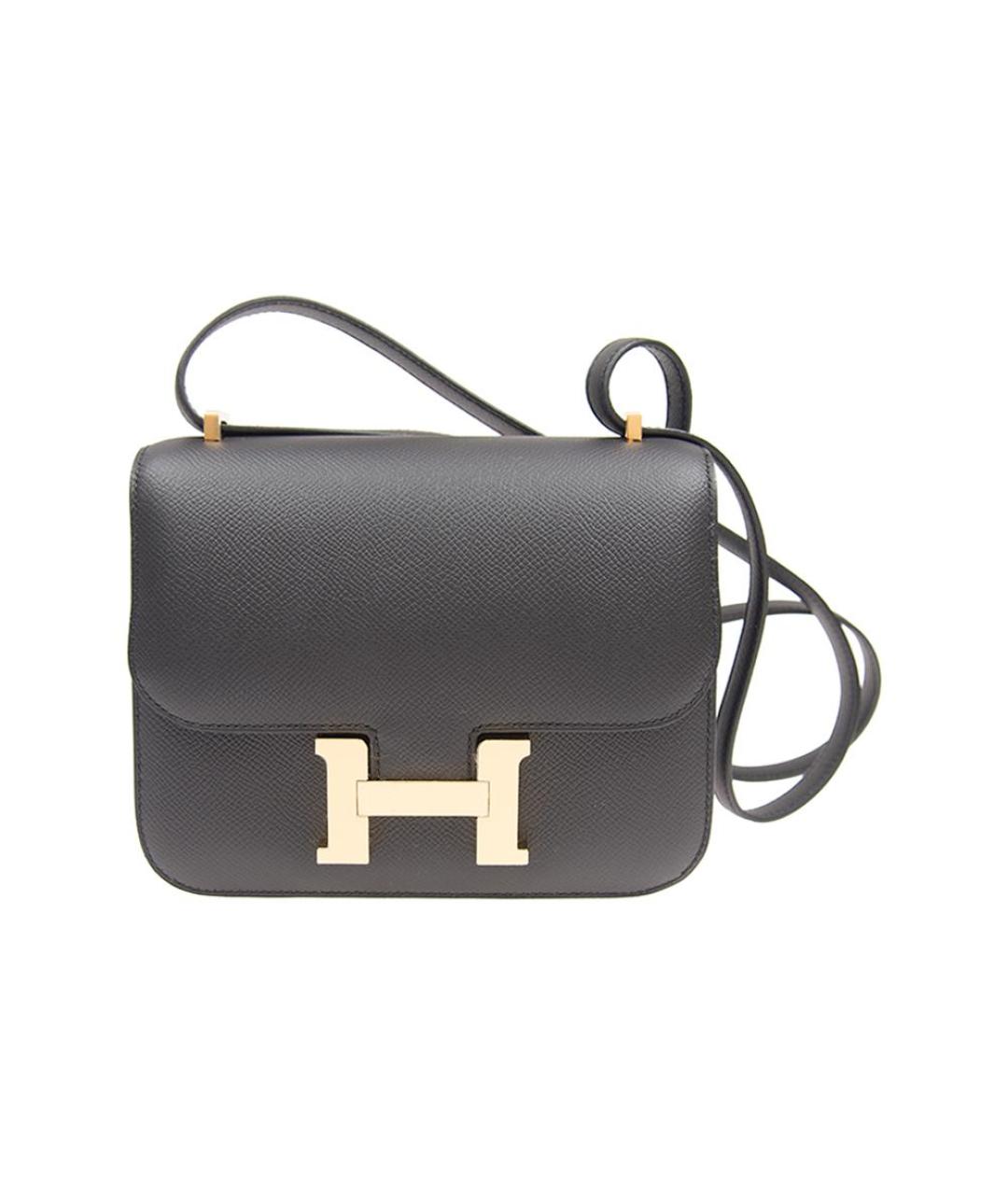 HERMES Черная кожаная сумка через плечо, фото 1