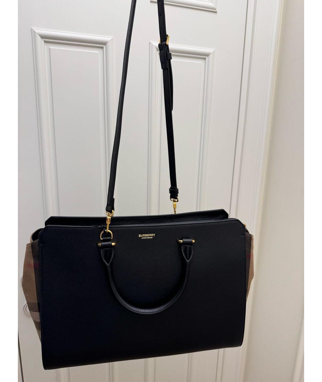 BURBERRY Черная кожаная сумка с короткими ручками, фото 4