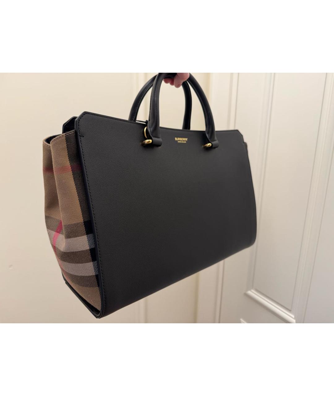 BURBERRY Черная кожаная сумка с короткими ручками, фото 5