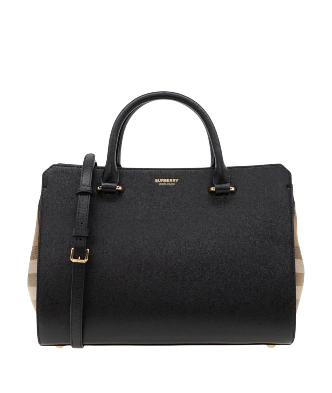 BURBERRY Черная кожаная сумка с короткими ручками, фото 1