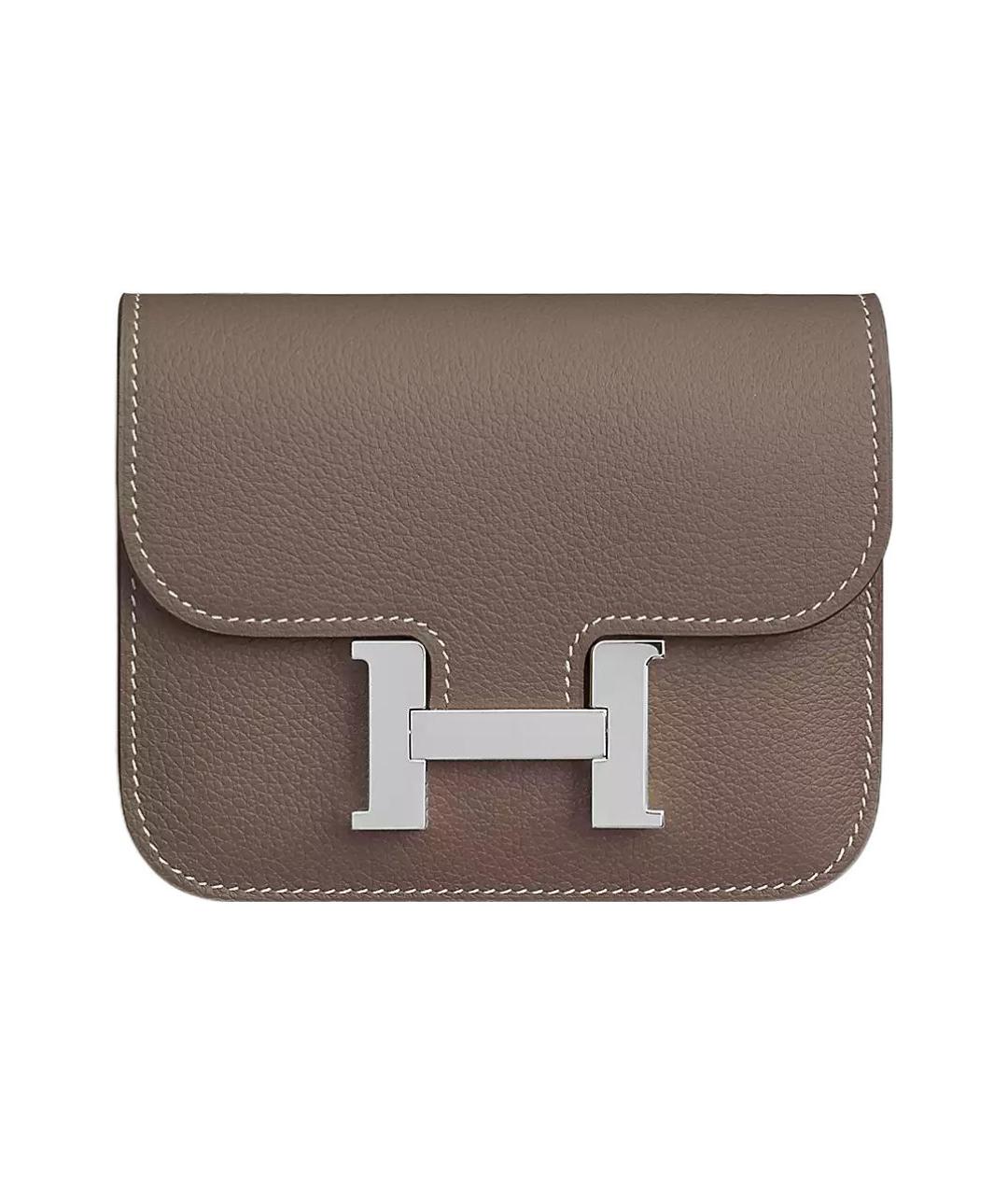 HERMES Серая кожаная поясная сумка, фото 1