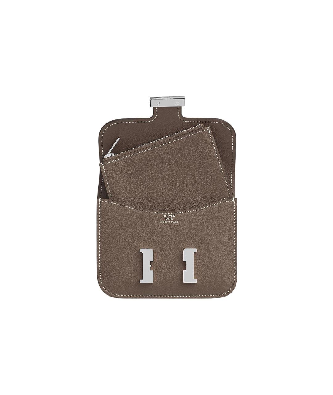 HERMES Серая кожаная поясная сумка, фото 3