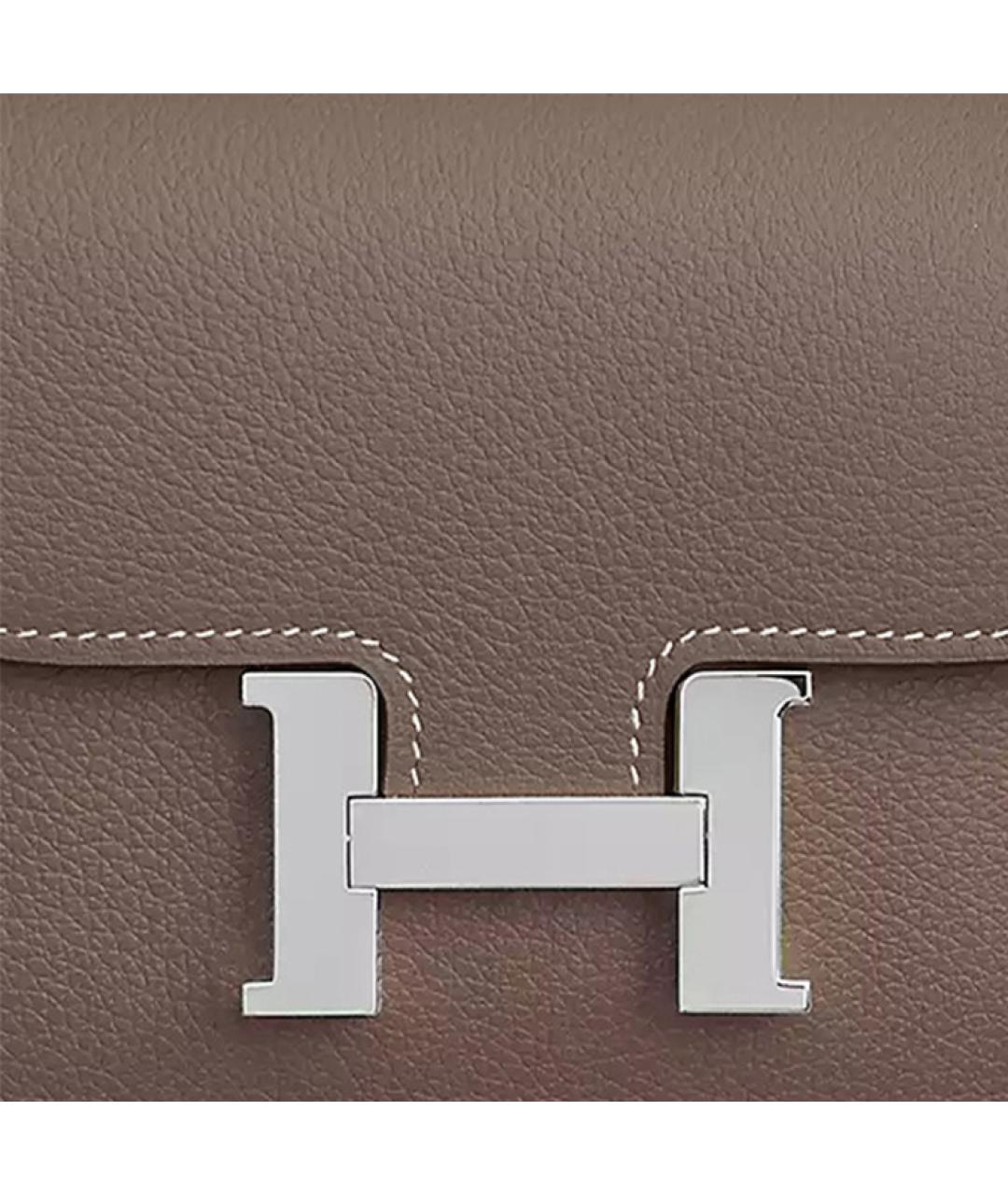 HERMES Серая кожаная поясная сумка, фото 4