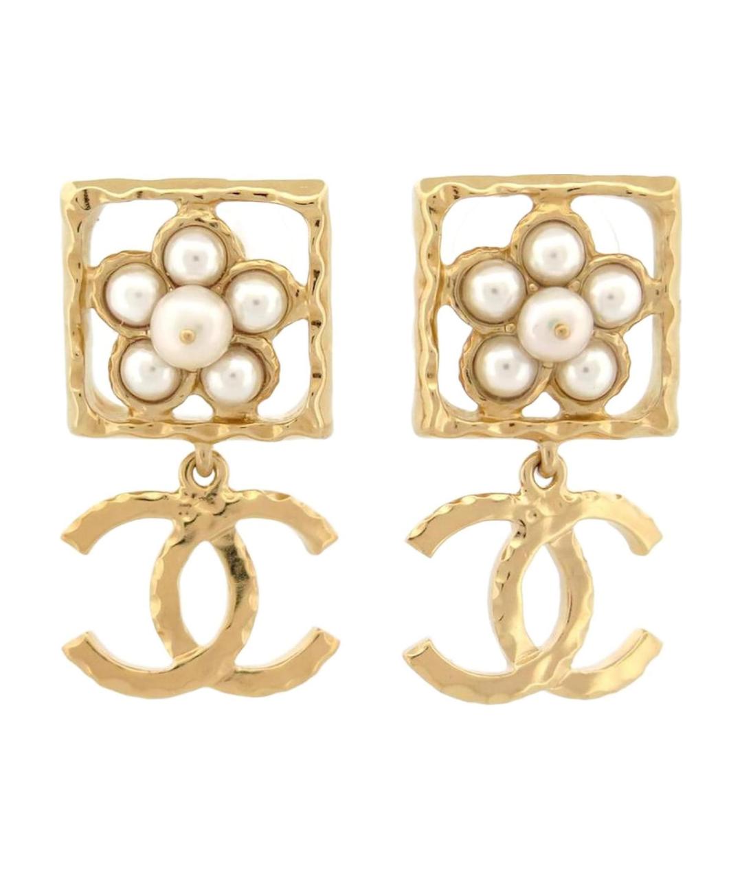 CHANEL Золотые металлические серьги, фото 1