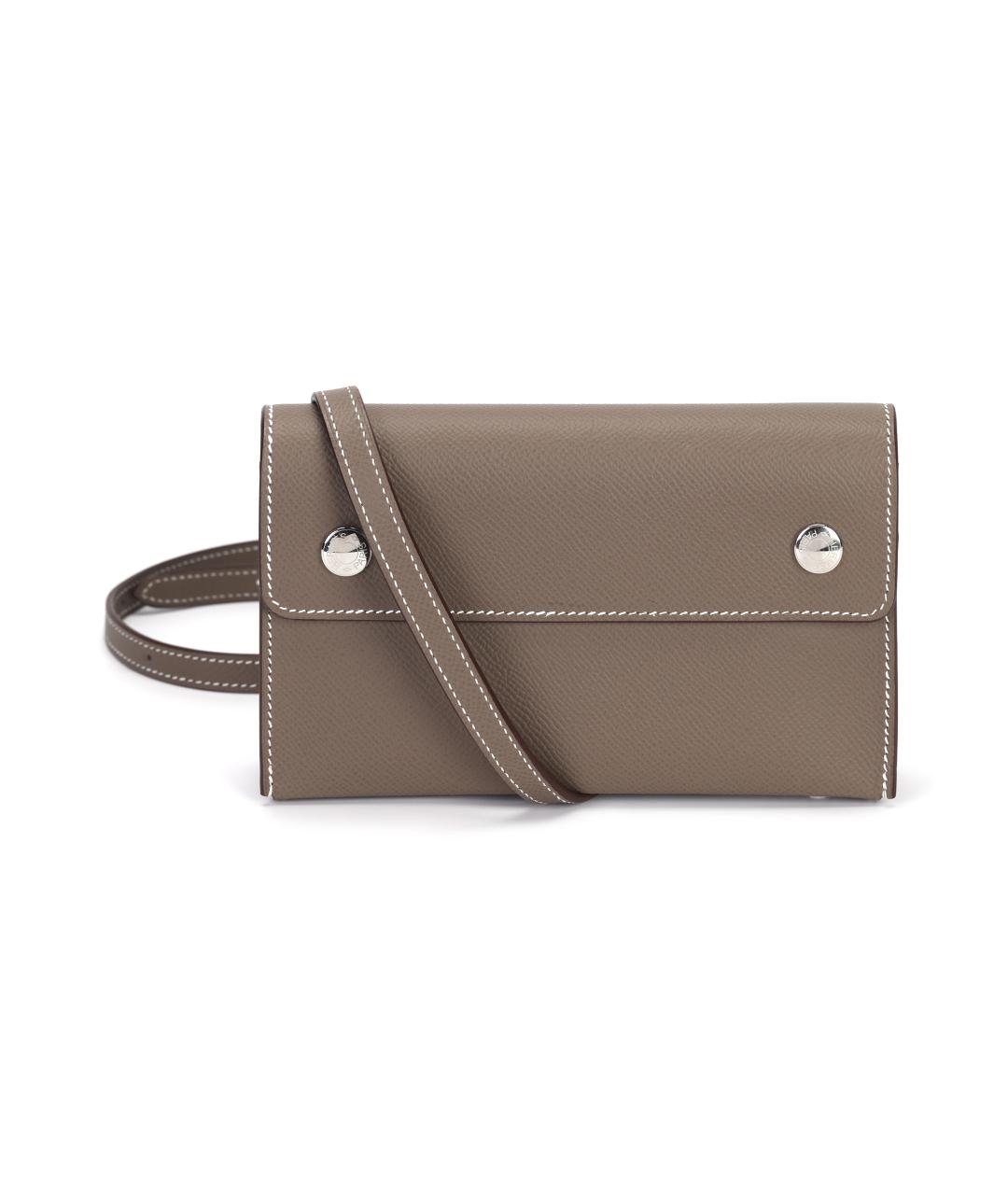 HERMES Серая кожаная сумка на плечо, фото 1