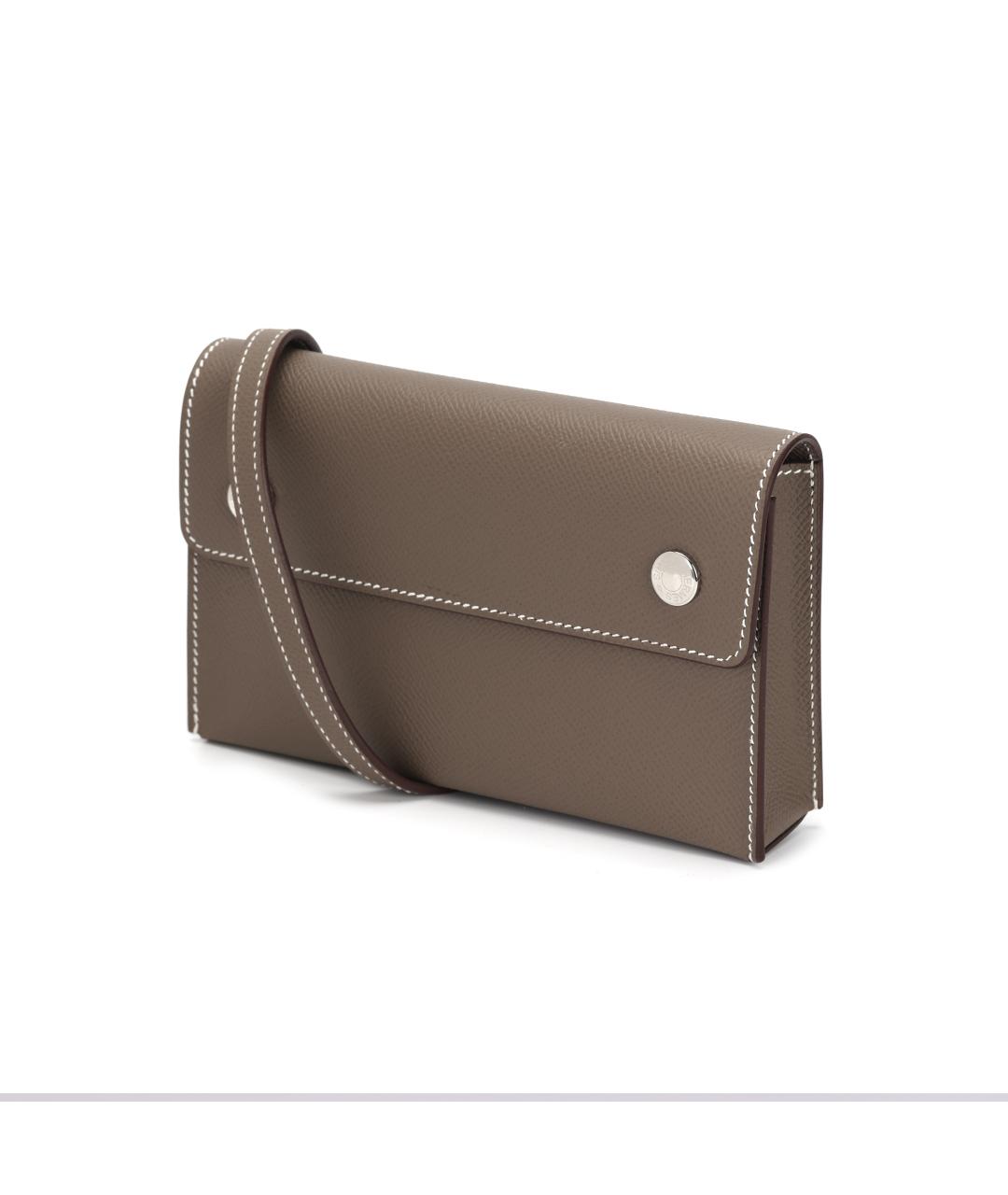 HERMES Серая кожаная сумка на плечо, фото 2