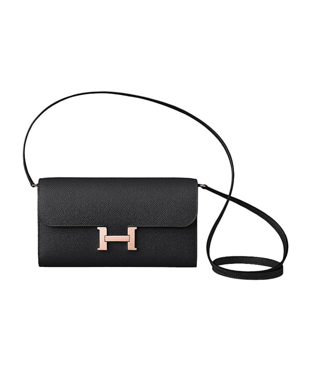 HERMES Черная кожаная сумка через плечо, фото 1