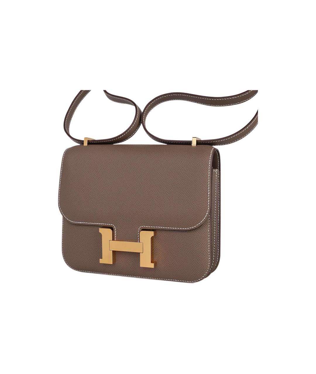 HERMES Серая кожаная сумка через плечо, фото 4