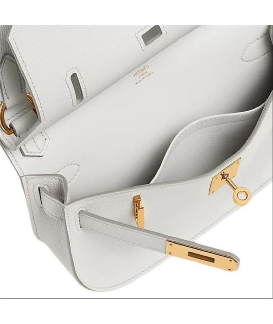 HERMES Белая кожаная сумка через плечо, фото 4