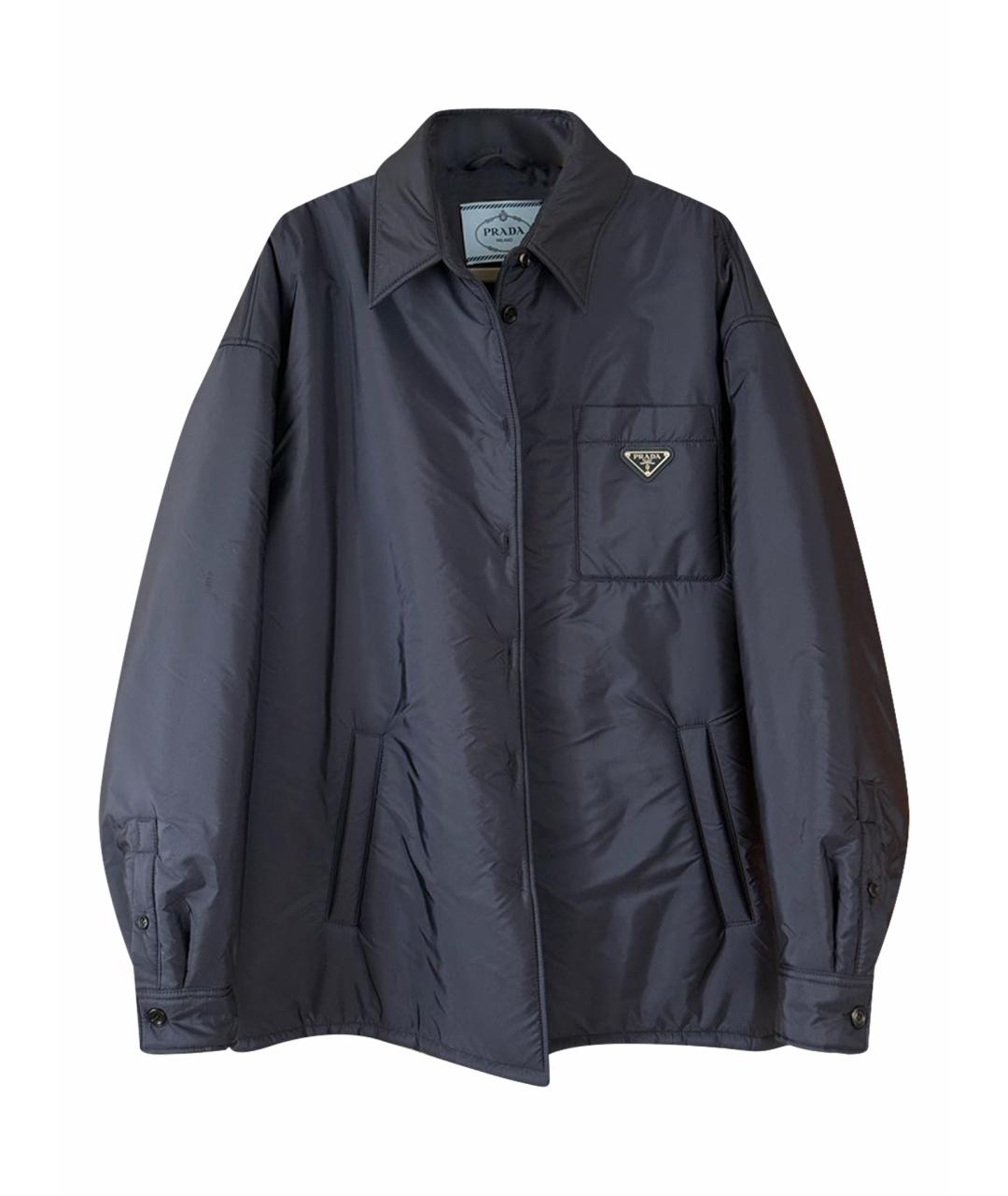 PRADA Темно-синяя синтетическая куртка, фото 1