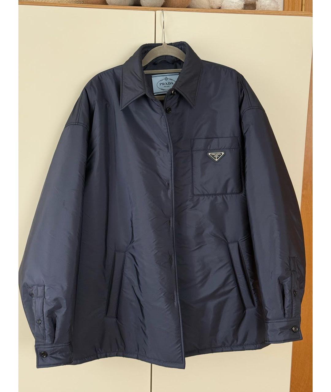 PRADA Темно-синяя синтетическая куртка, фото 9