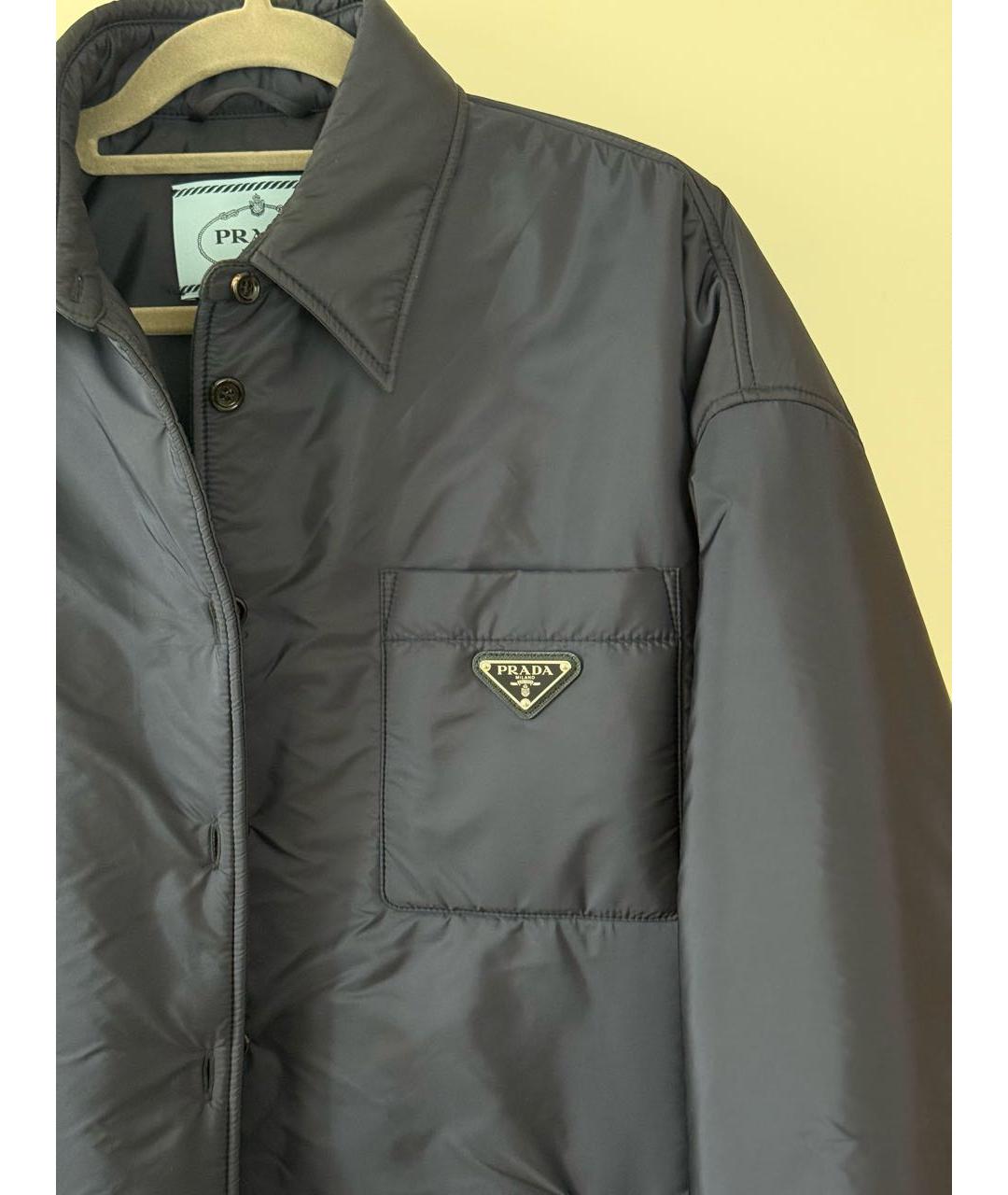 PRADA Темно-синяя синтетическая куртка, фото 5