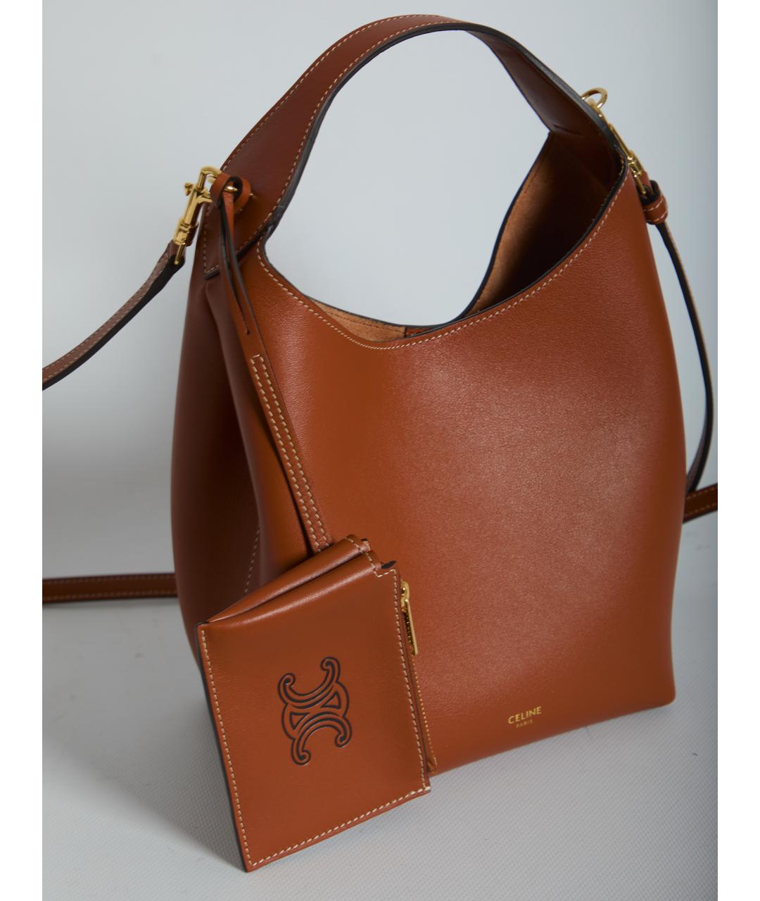 CELINE Коричневая кожаная сумка через плечо, фото 4
