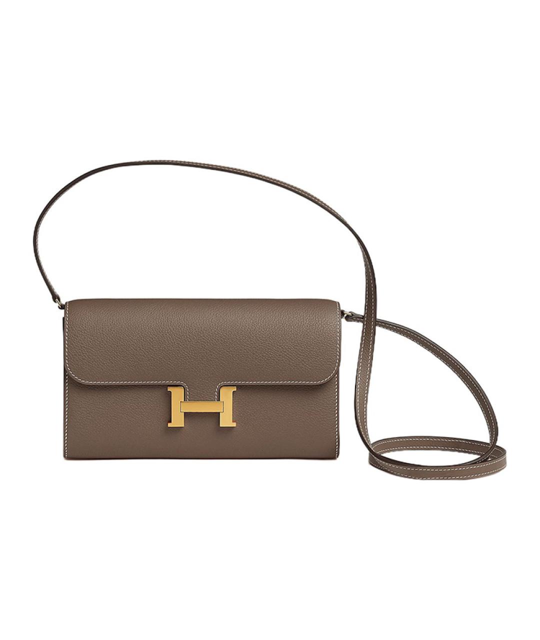 HERMES Коричневая кожаная сумка через плечо, фото 1