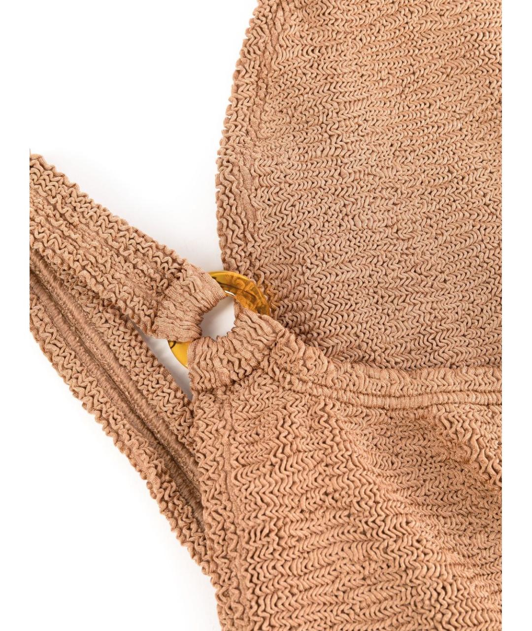 HUNZA G Коричневый полиэстеровый купальник, фото 3