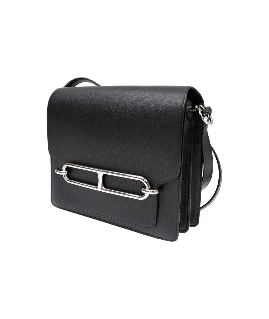 HERMES Черная кожаная сумка через плечо, фото 3