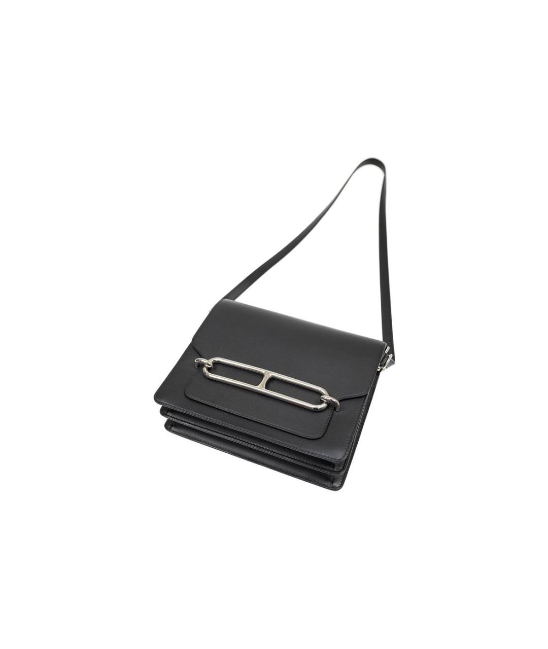 HERMES Черная кожаная сумка через плечо, фото 5