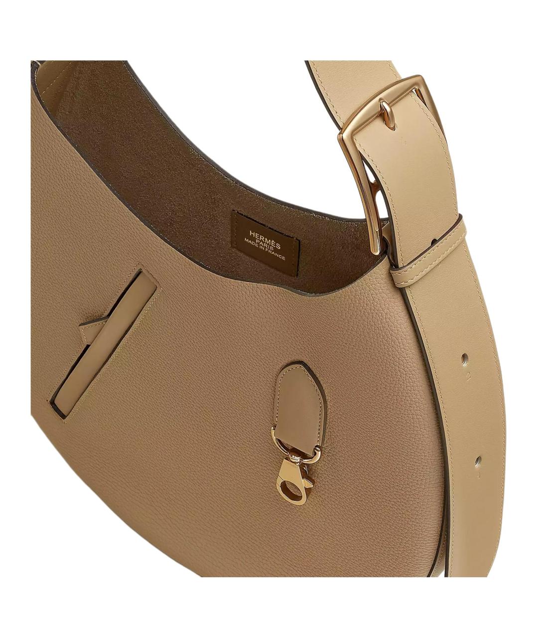 HERMES Бежевая кожаная сумка через плечо, фото 4