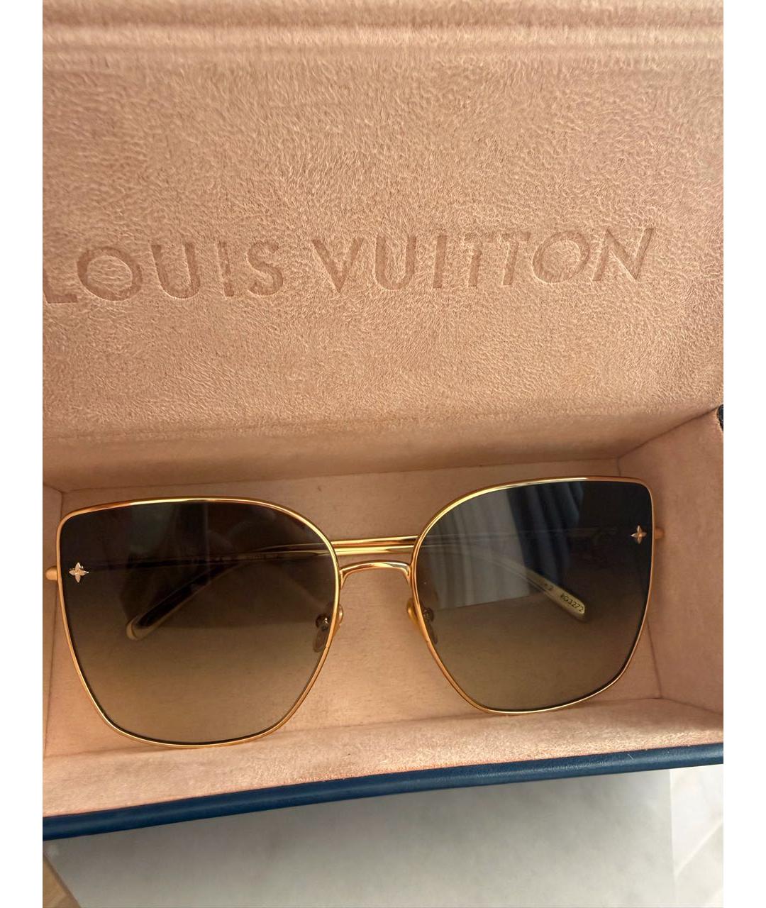 LOUIS VUITTON Золотые металлические солнцезащитные очки, фото 6