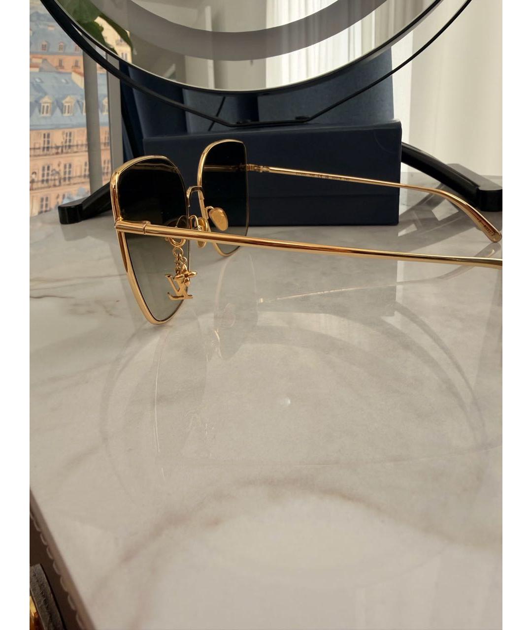 LOUIS VUITTON Золотые металлические солнцезащитные очки, фото 3