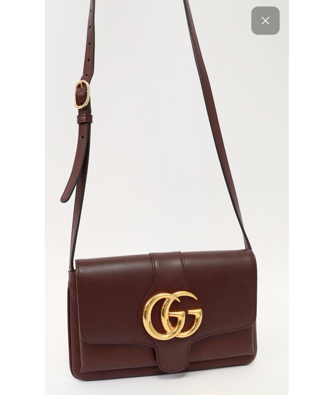 GUCCI Бордовая кожаная сумка через плечо, фото 7