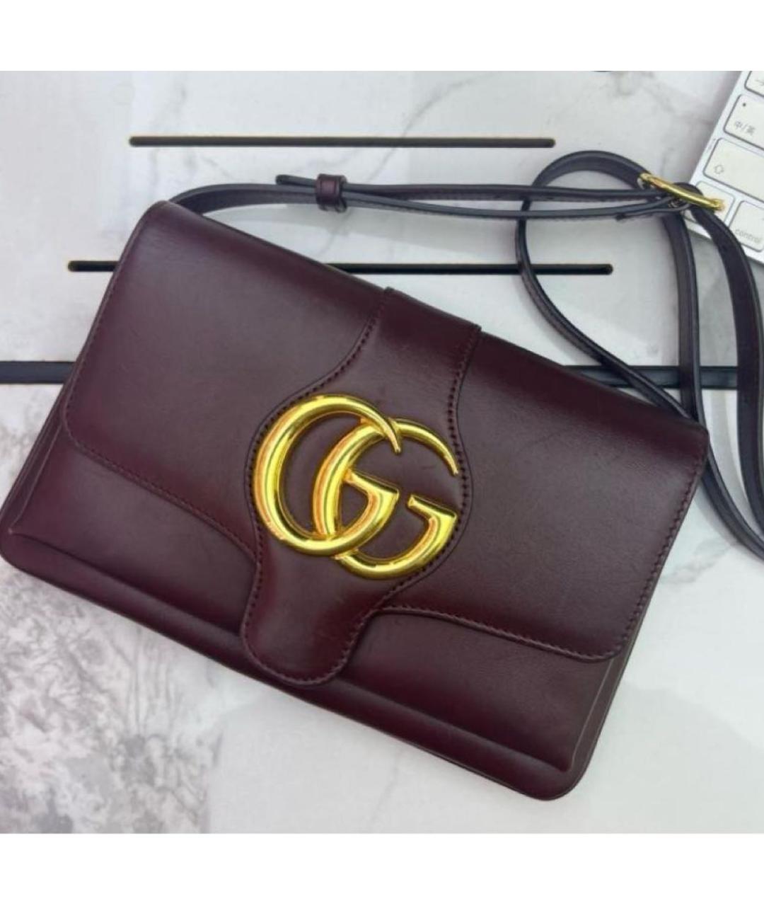 GUCCI Бордовая кожаная сумка через плечо, фото 2