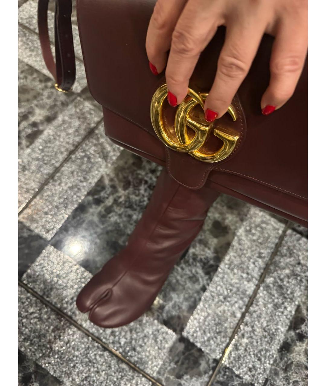 GUCCI Бордовая кожаная сумка через плечо, фото 6