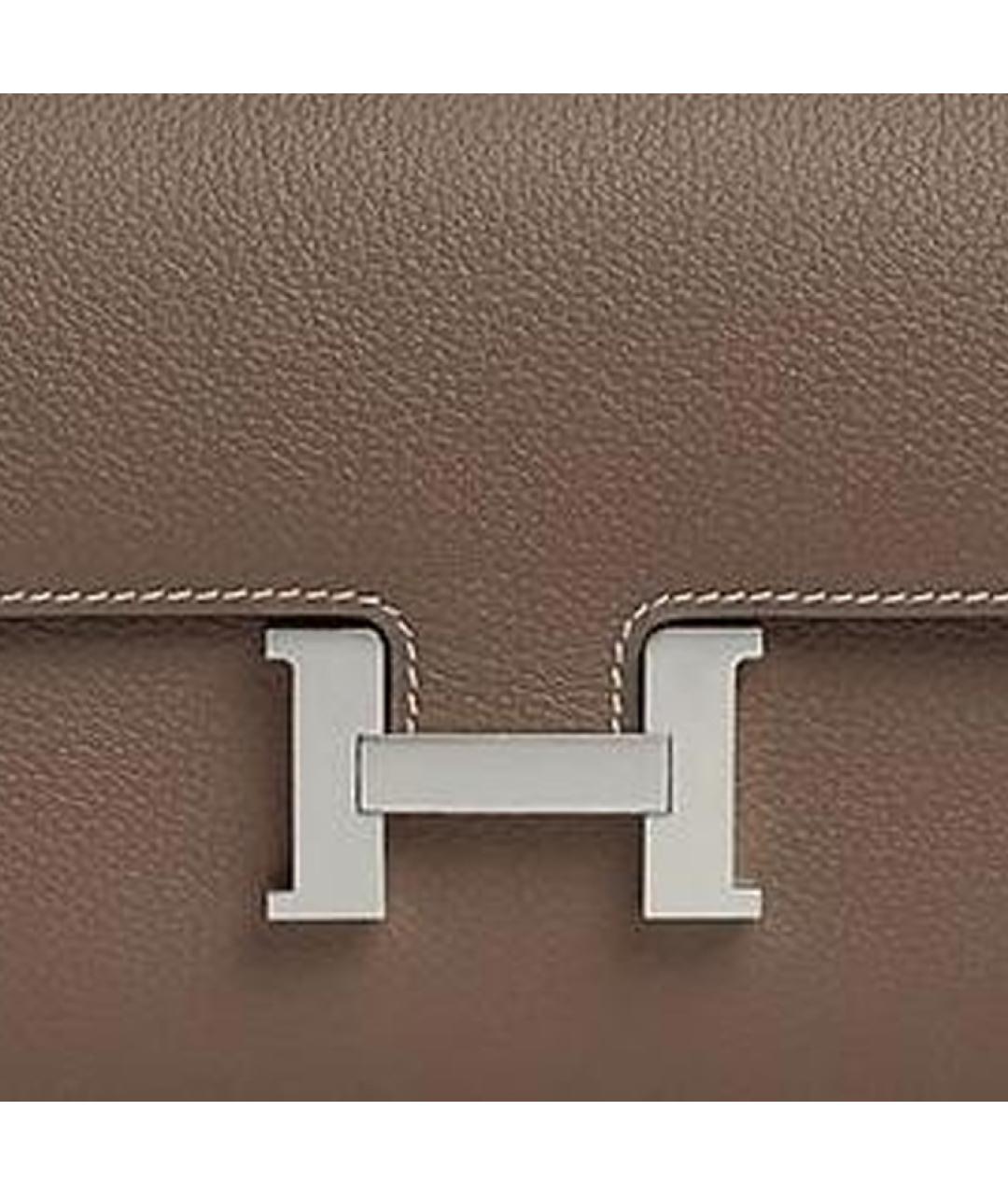 HERMES Серая кожаная сумка через плечо, фото 4