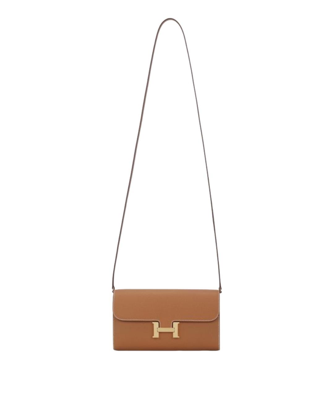 HERMES Коричневая кожаная сумка через плечо, фото 1