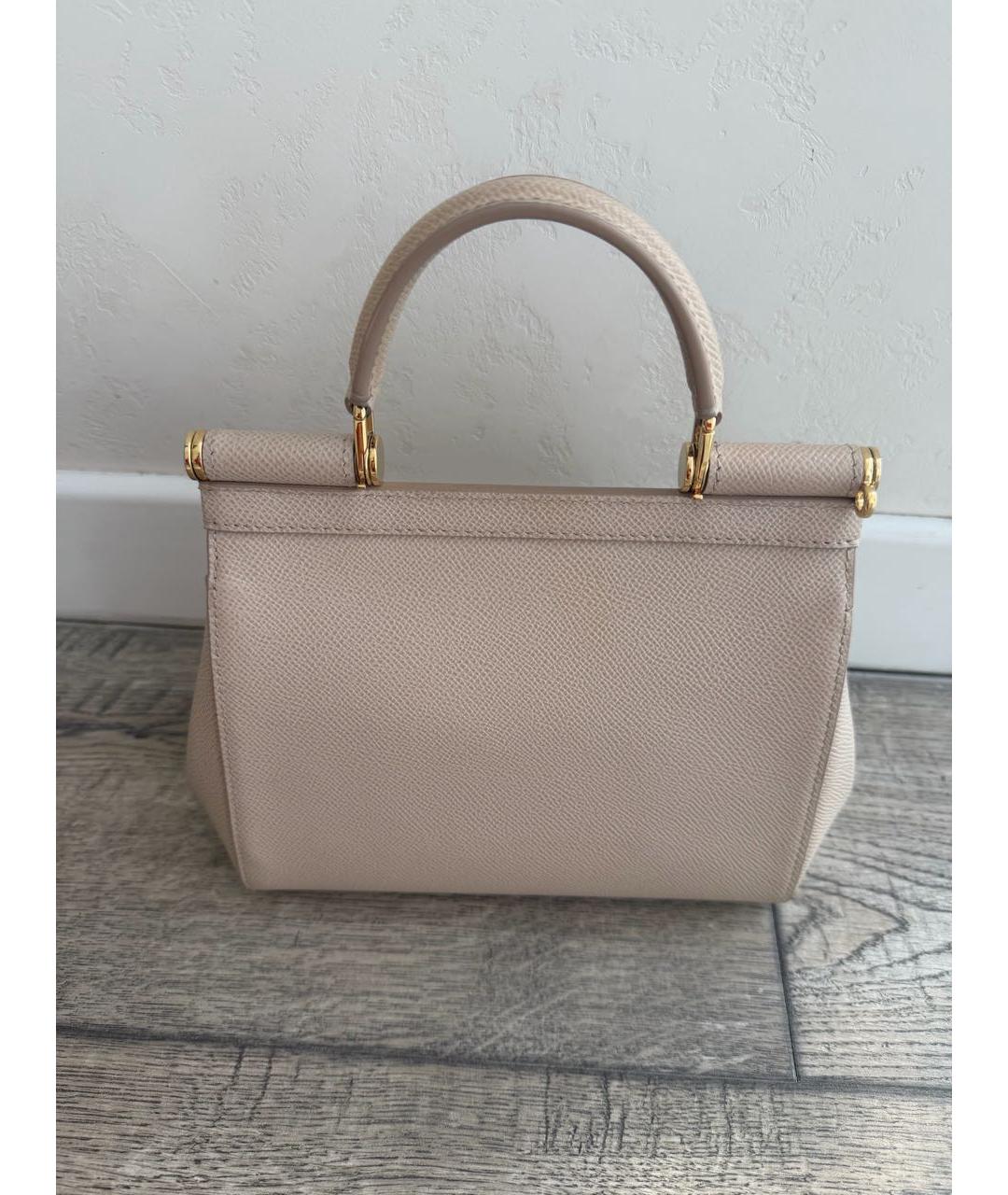 DOLCE&GABBANA Бежевая кожаная сумка с короткими ручками, фото 3