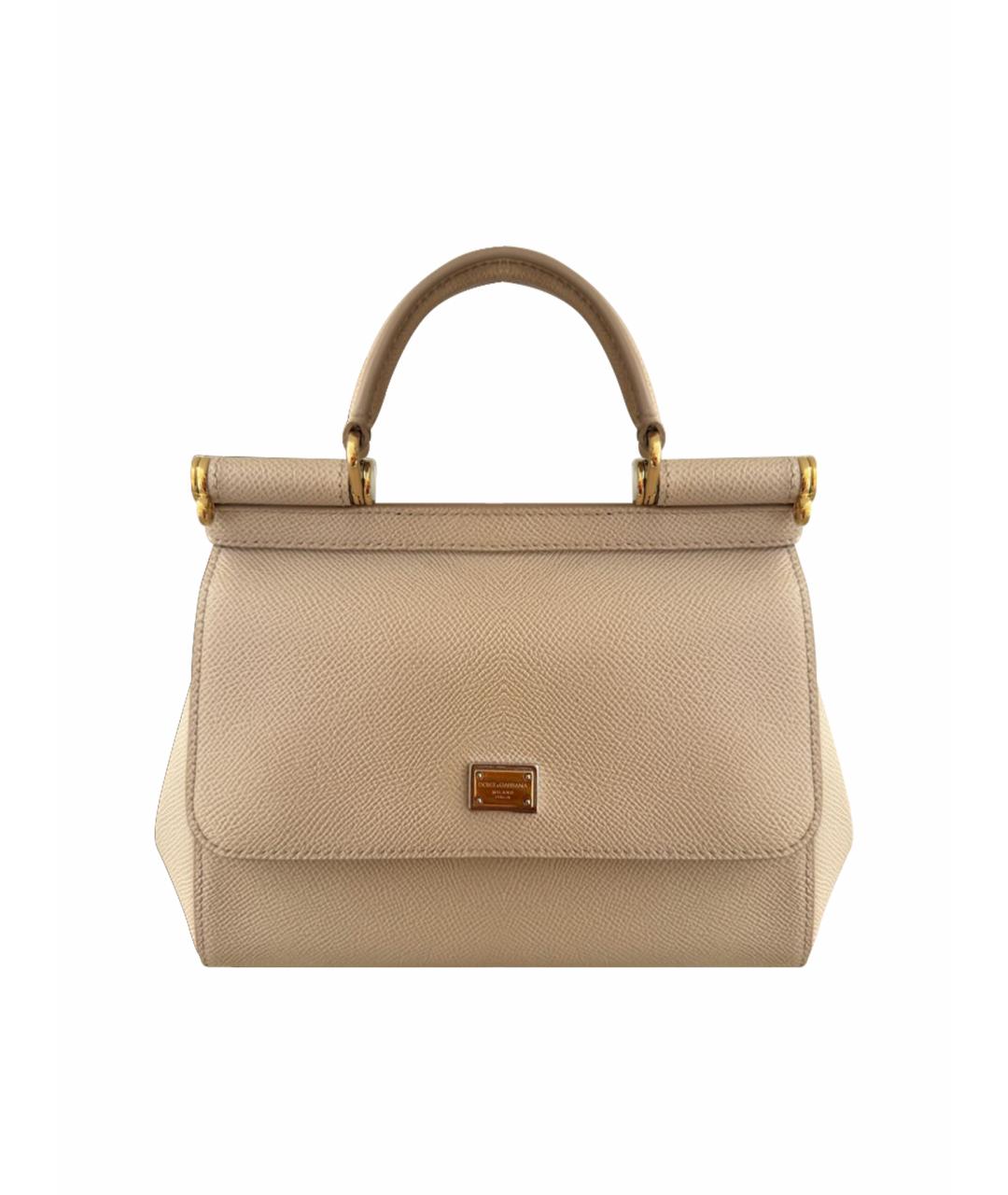 DOLCE&GABBANA Бежевая кожаная сумка с короткими ручками, фото 1