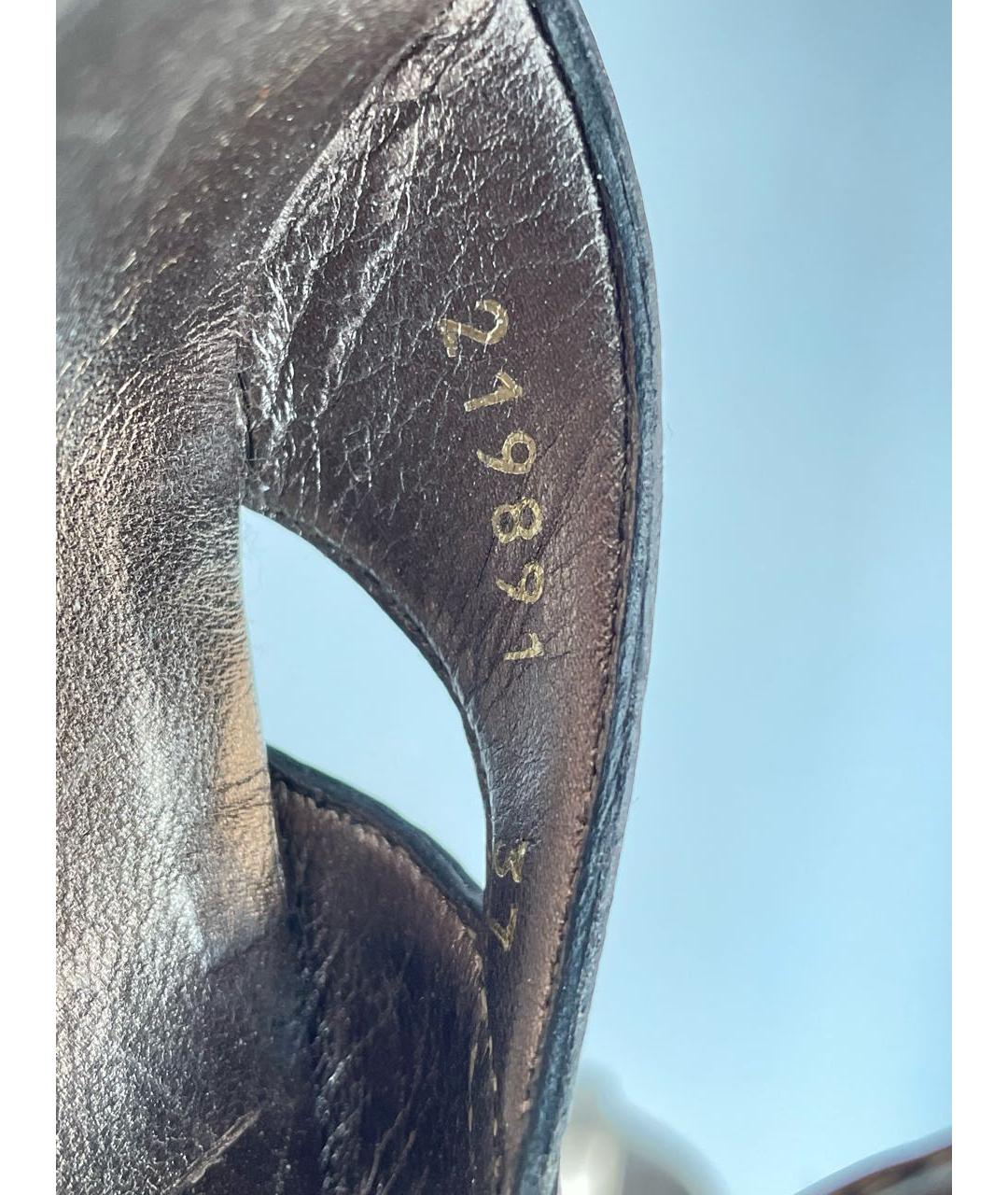 GUCCI Антрацитовые кожаные босоножки, фото 7