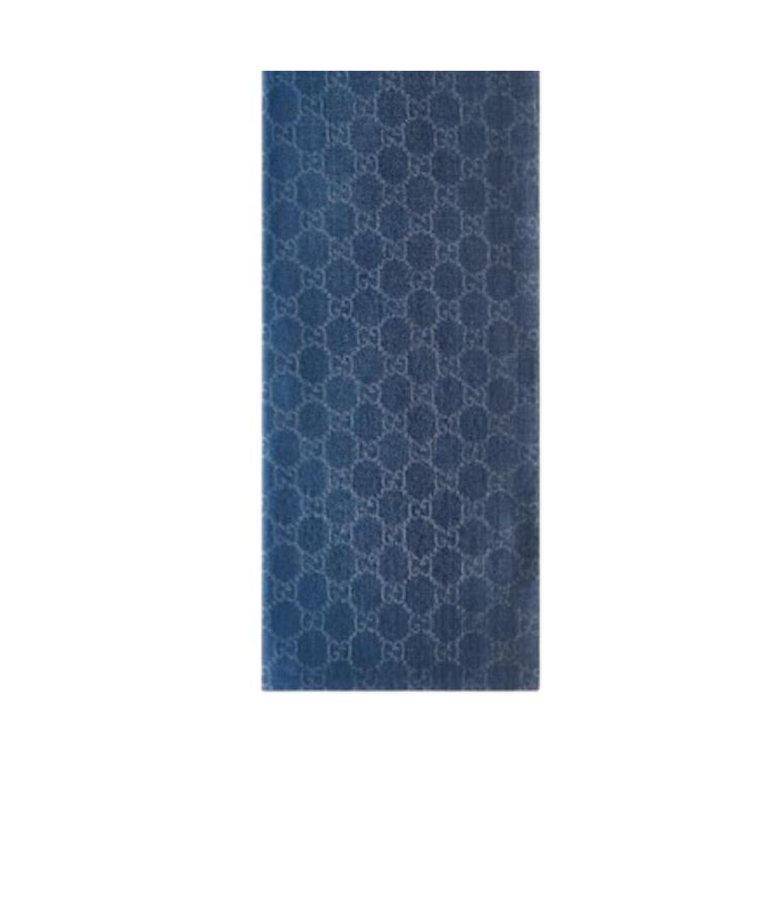 GUCCI Синий шерстяной шарф, фото 3