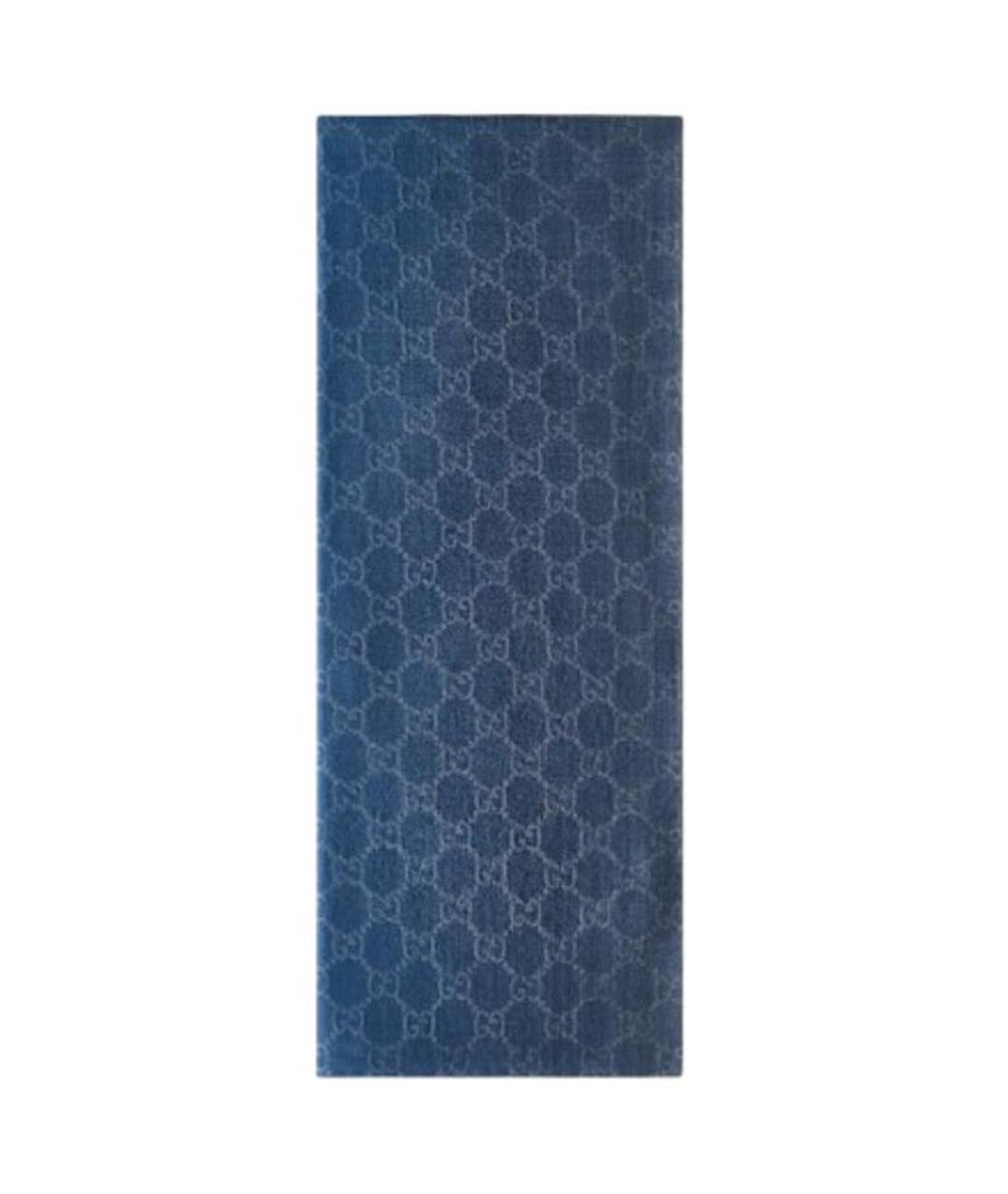 GUCCI Синий шерстяной шарф, фото 1