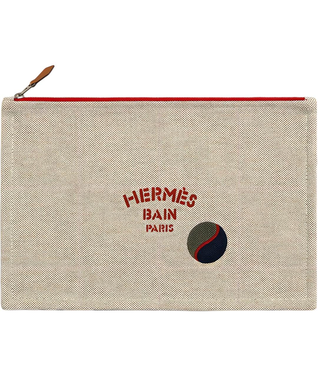 HERMES Бежевая хлопковая косметичка, фото 1