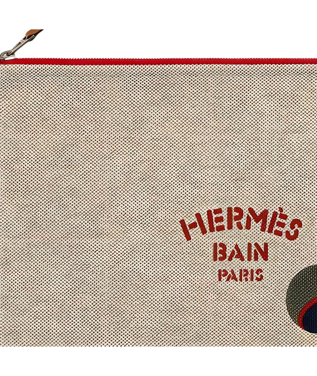 HERMES Бежевая хлопковая косметичка, фото 3