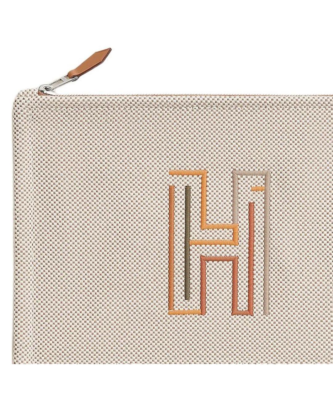 HERMES Бежевая хлопковая косметичка, фото 3