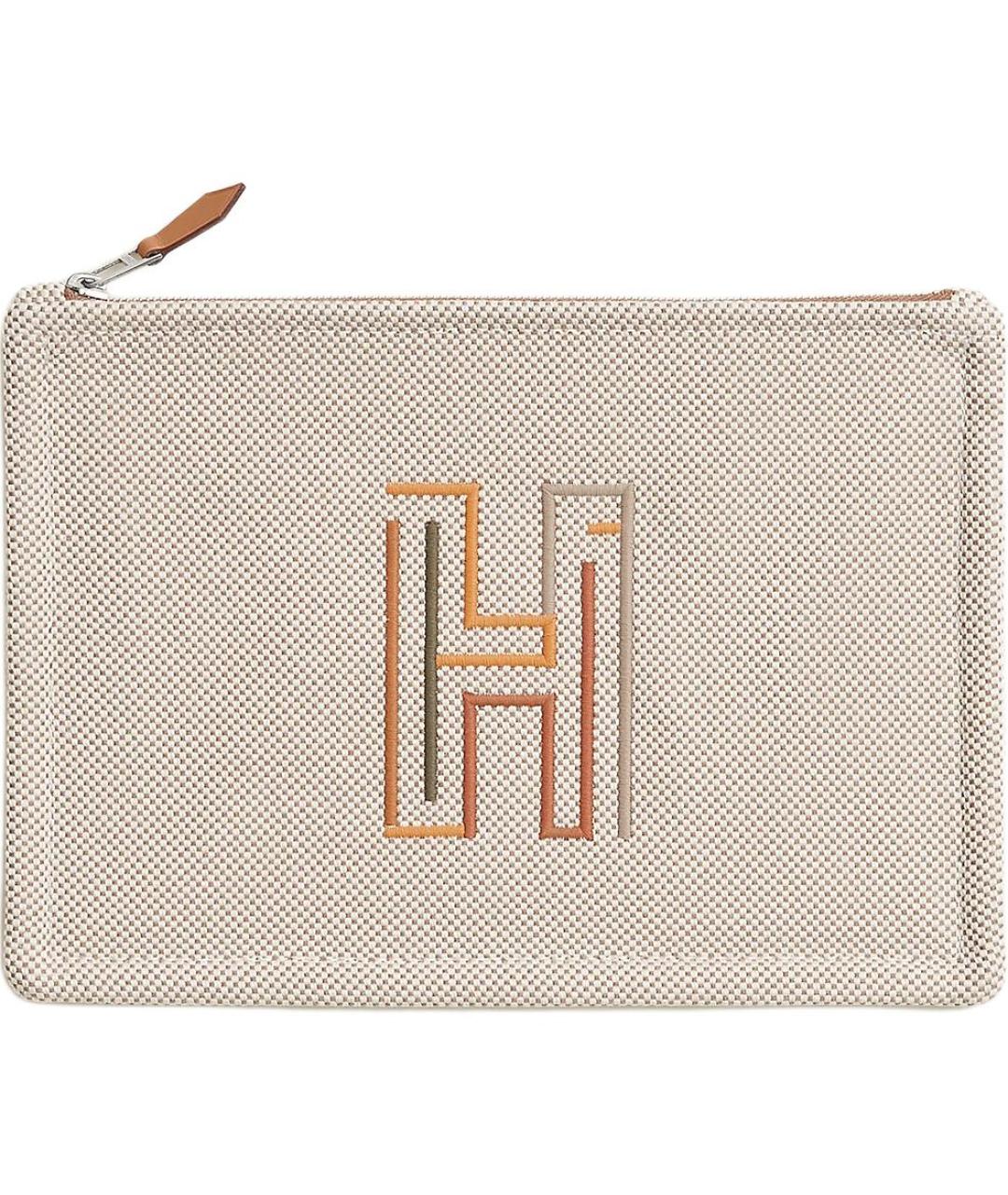 HERMES Бежевая хлопковая косметичка, фото 1