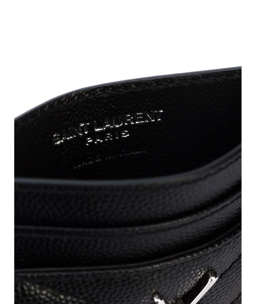 SAINT LAURENT Черный кожаный кардхолдер, фото 3