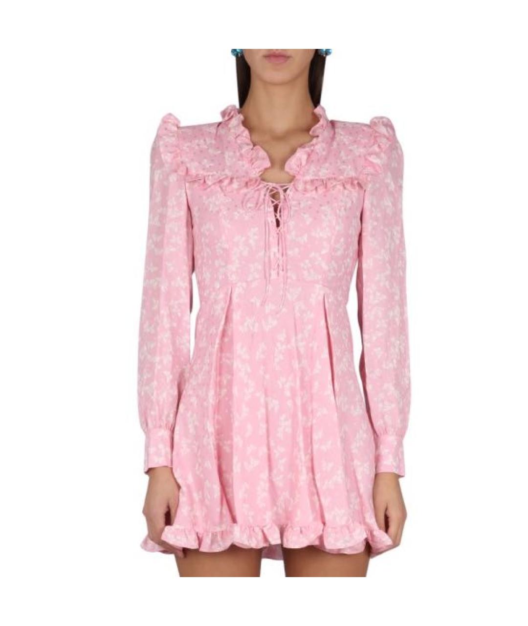 ALESSANDRA RICH Розовое шелковое повседневное платье, фото 5