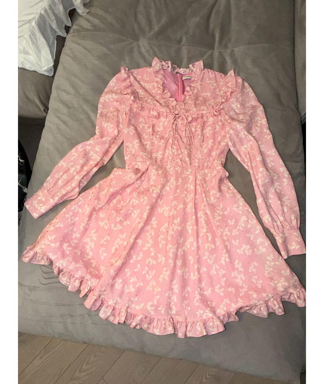 ALESSANDRA RICH Розовое шелковое повседневное платье, фото 6