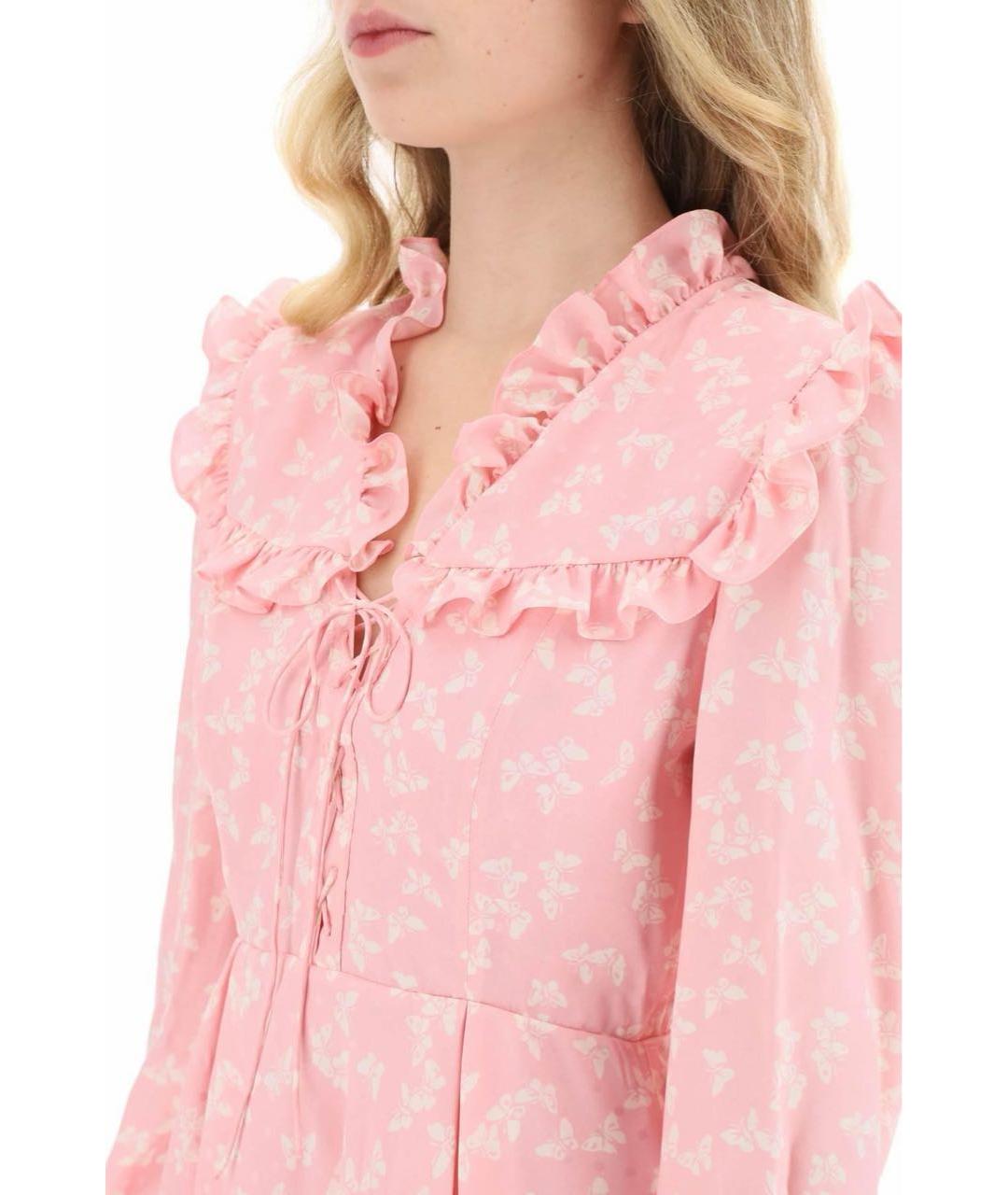 ALESSANDRA RICH Розовое шелковое повседневное платье, фото 2