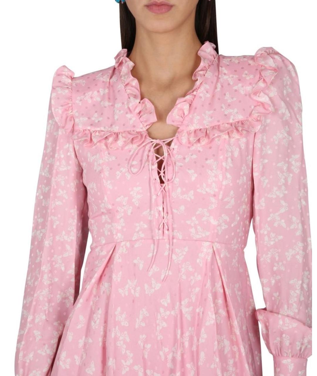 ALESSANDRA RICH Розовое шелковое повседневное платье, фото 4