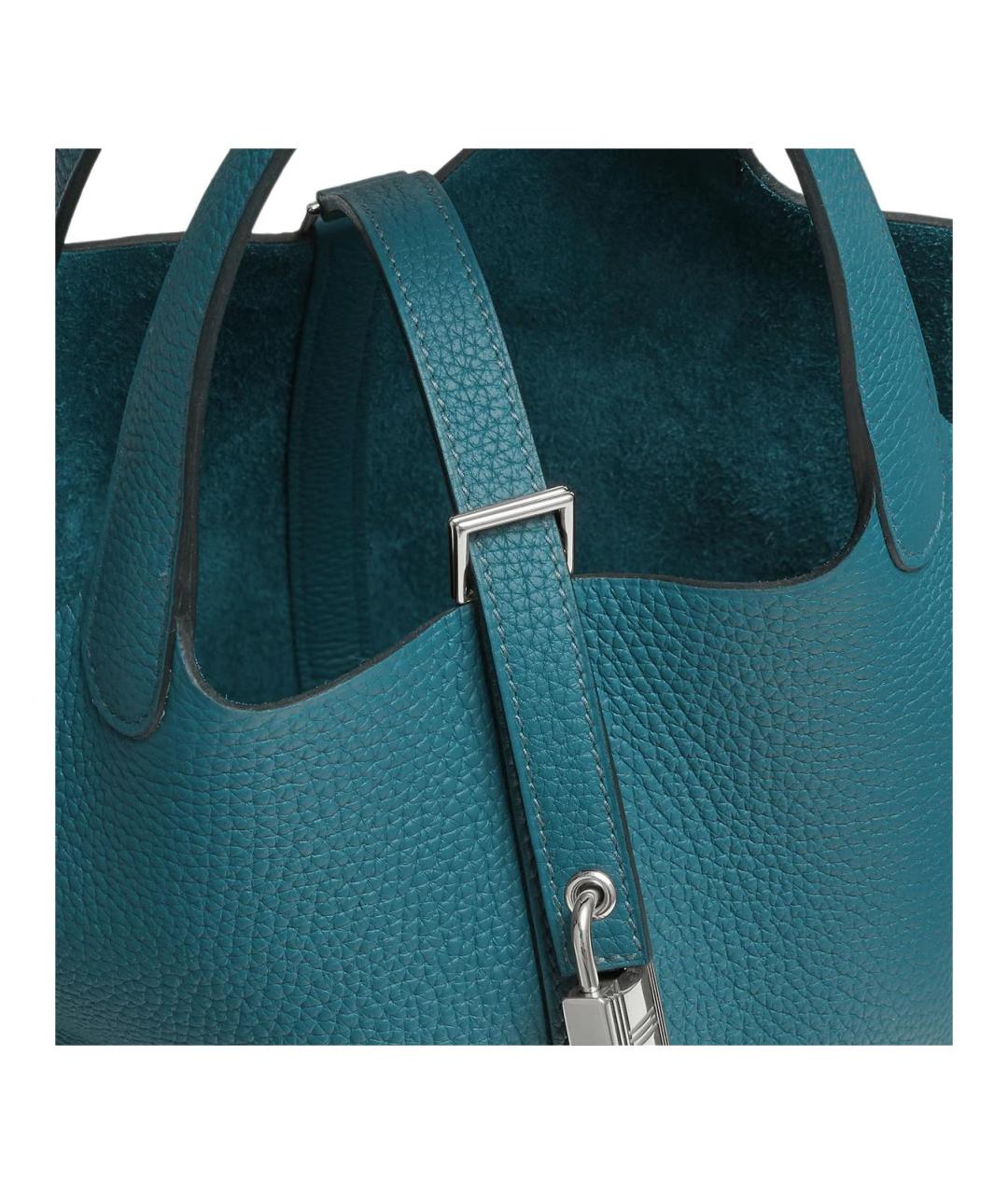 HERMES Бирюзовая кожаная сумка через плечо, фото 5